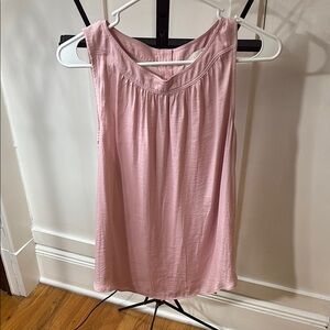 LOFT Pink Tank Top with Ruched Neckline